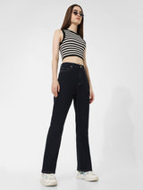 Women's Blue Woven Casual Solid Regular Fit Jeans