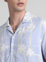 Men's Blue Casual Regular Fit Half Sleeves Shirt