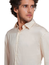 Men's White Casual Regular Fit Solid Full Sleeves Shirt
