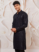 Men's Black Traditional Ethnic Full Sleeves Kurta