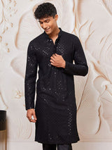 Men's Black Traditional Ethnic Full Sleeves Kurta