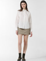 Women's White Woven Casual Solid Regular Fit Full Sleeves Shirt