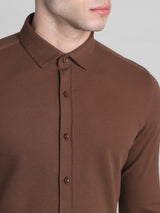 Men's Brown Casual Slim Fit Full Sleeves Shirt