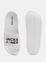 Men's White Casual Printed Slides