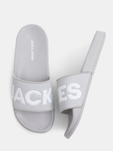 Men's Grey Casual Printed Slides