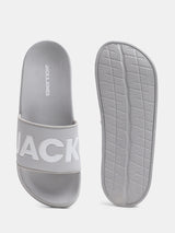 Men's Grey Casual Printed Slides