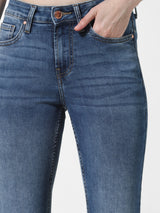 Women's Blue Woven Casual Solid Regular Fit Jeans