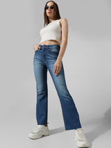 Women's Blue Woven Casual Solid Regular Fit Jeans
