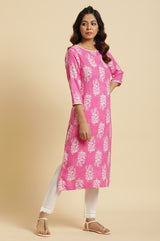 Women's Floral Print Rayon Straight Kurta