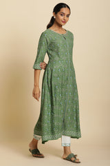 Women's Floral Printed Sequined Rayon Flared Kurta