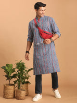 Men's Blue Festive Ethnic Full Sleeves Kurta