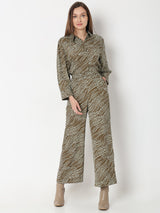 Women's Brown Casual Printed Pant