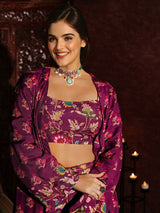 Women's Ethnic Wear Purple Straight Viscose Satin Co-ords Set