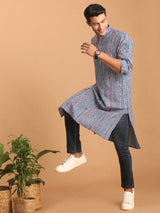 Men's Blue Festive Ethnic Full Sleeves Kurta