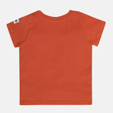 Boys Red Casual Regular Fit Printed Half Sleeves Tshirt