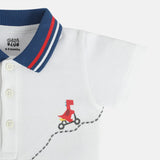 Boys White Casual Regular Fit Printed Onesie