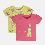 Girls Multicolor Casual Regular Fit Printed Tops - Set of 2