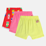 Girls Multicolor Casual Regular Fit Printed Shorts - Set of 3
