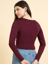 Women's Red Casual Skinny Fit Top