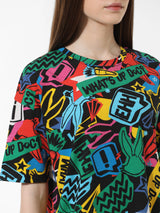 Women's Black Knitted Casual Printed Regular Fit Half Sleeves Tshirt