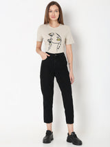 Women's Black Mid Rise Straight Fit Jeans