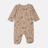 Boys Beige Casual Regular Fit Printed Sleep Suit