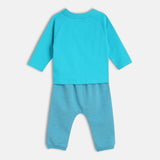 Boys Blue Casual Regular Fit Printed Tshirt & Pant