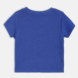 Boys Blue Casual Regular Fit Printed Half Sleeves Tshirt