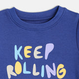 Boys Blue Casual Regular Fit Printed Half Sleeves Tshirt