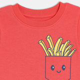 Boys Red Casual Regular Fit Printed Half Sleeves Tshirt