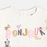 Girls White Casual Regular Fit Printed Top