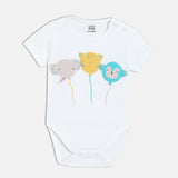Boys Multicolor Casual Regular Fit Printed Half Sleeves Onesie - Set of 3