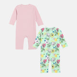 Girls Multicolor Casual Regular Fit Printed Full Sleeves Rompers - Set of 2