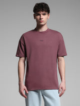 Men's Purple Casual Oversized Fit Solid Half Sleeves Tshirt