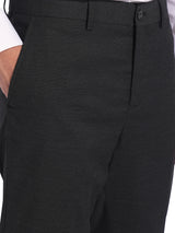 Men's Black Formal Slim Fit Solid Mid Trouser