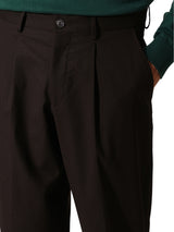 Men's Brown Casual Straight Fit Solid Mid Trouser