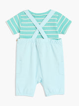 Boys Multi Cotton Half Sleeve Dungaree Set