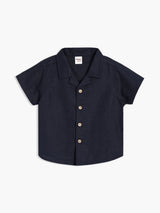 Boys Black Cotton Half Sleeve Shirt