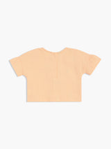 Girls Orange Cotton Half Sleeve Top and Skirt Set