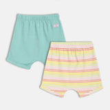Girls Multicolor Casual Regular Fit Striped Shorts - Set of 2