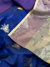 Women's Blue Silk Chanderi Saree