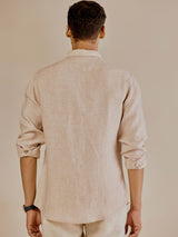 Men's Beige Casual Regular Fit Solid Full Sleeves Shirt