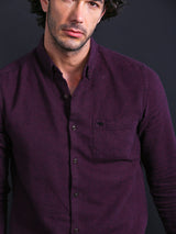 Men's Maroon Casual Slim Fit Solid Full Sleeves Shirt
