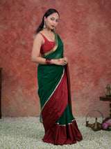 Women's Multicolor Silk Cotton Zari Saree