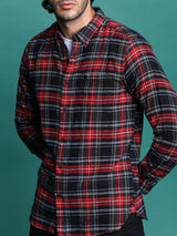 Men's Black Casual Checked Slim Fit Full Sleeves Shirt