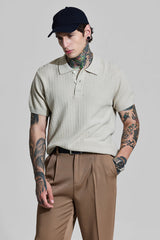Men's Beige Casual Relaxed Fit Polo Tshirt