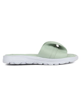 Women's Green Bow Detail Comfort Slide Sandals
