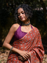 Women's Orange Pure Cotton Saree