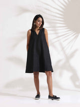 Women's Black Slub Dress