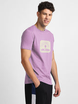 Men's Purple Half Sleeves Graphic Printed Cotton Tshirt
